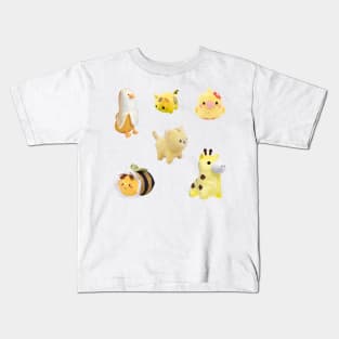 Yellow Kawaii Plushies Sticker Pack Kids T-Shirt